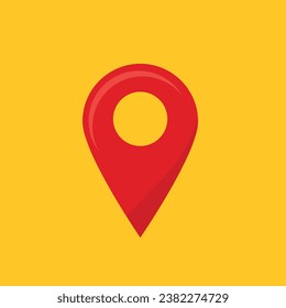 location notification icon. red pin isolated on yellow