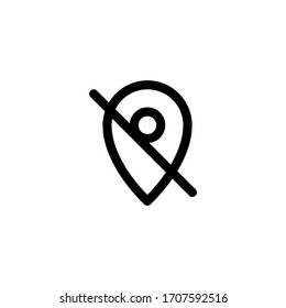 Ubicación desactivado Icono, aislado en blanco. Icono de esquema de interfaz de usuario.
