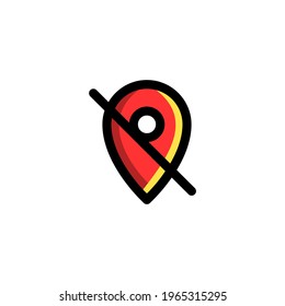 Location Off Icon, isolated on white. User Interface Outline Icon.
