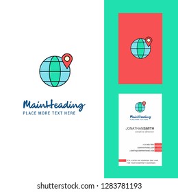 Location on globe Creative Logo and business card. vertical Design Vector