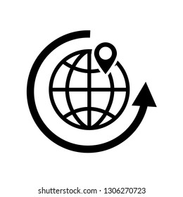 Location On The Globe.  Global Icon. Location Logo. Globe.  GDP Vector Icon