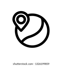 Location on globe icon in trendy outline style design. Vector graphic illustration. Editable vector stroke. EPS 10.