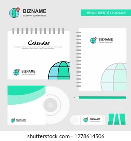 Location on globe Logo, Calendar Template, CD Cover, Diary and USB Brand Stationary Package Design Vector Template