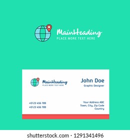 Location on globe logo Design with business card template. Elegant corporate identity. - Vector