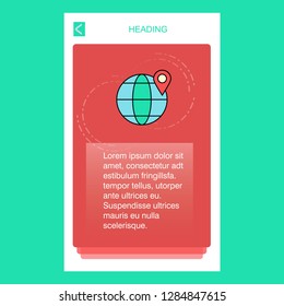 Location on globe mobile vertical banner design design. Vector