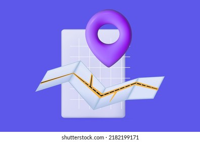 Location On The Map 3d. Definition Or Position Mark Gps Icon. Delivery Location, Destination, Route, Geo Position Mark, сhoice Directions. Online Search New Road. Navigation. Use App On Tablet. Vector