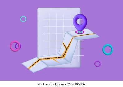 Location On The Map 3d. Definition, Position Mark, Gps Icon. Delivery Location, Destination, Route, Geo Position Mark, сhoice Directions. Online Search New Road. Navigation. Use App On Tablet. Vector