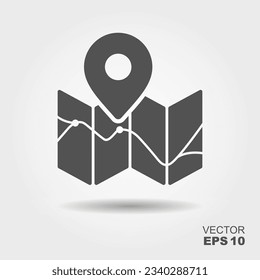 Location on the map Flat Icon. Vector symbol of camping with shadow