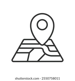 Location on a map, icon in line design. Location, map, pin, navigation, GPS, marker, direction on white background vector. Location on a map editable stroke icon