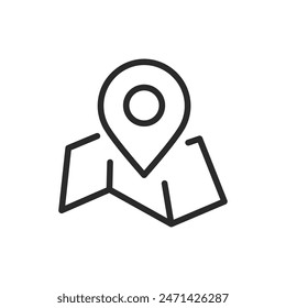 Location on map, linear style icon. specific location marked on a map. Editable stroke width