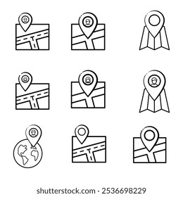 Location on map. specific locations marked on the map. location icon. outline design style. Travel, navigation, maps, shipping. vector template design