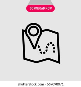 Location on map vector icon, Destination track on the map symbol. Simple, modern flat vector illustration for mobile app, website or desktop app 
