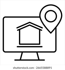 Vector de ilustración de icono de contorno de Locación