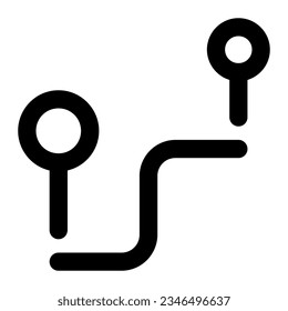 Location in outline icon. Route, track, map, distance, travel