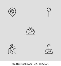 location outline icon set isolated vector illustration