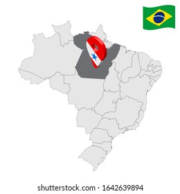 Location of Para on map Brazil. 3d Para location sign similar to the flag of Para. Quality map  with regions of Brazil. Federal Republic of Brazil. EPS10.