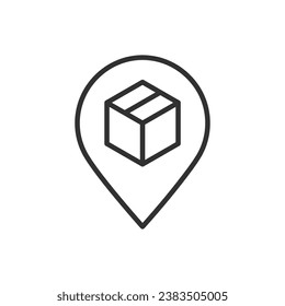 Location of the parcel, linear icon. Line with editable stroke