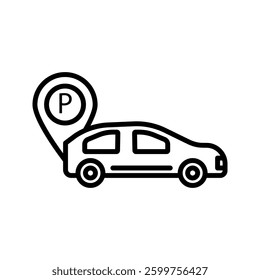 location parking set icon for car parking  icon Outline icons vector collection.
