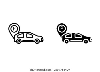 location parking set icon for car parking  icon Outline icons vector collection.
