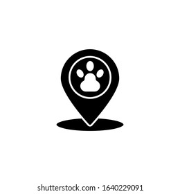 Location, paw icon. Simple elements of animals store icons for ui and ux, website or mobile application