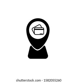 location payment simple icon. Black and white colour