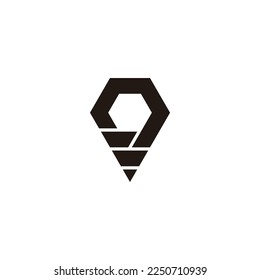 Location and pen geometric symbol simple logo vector