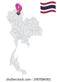 Ubicación de la provincia de Phayao en el mapa de Tailandia. Pin de posición del marcador de posición del mapa de la bandera de Phayao 3d. Mapa de calidad con provincias de Tailandia para el diseño de su sitio web, app, UI. EPS10.