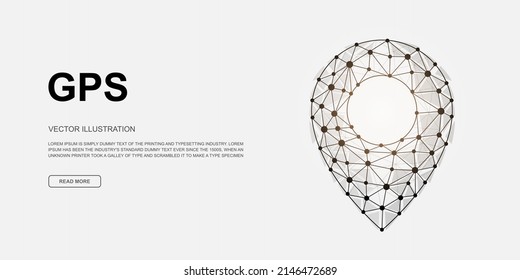 Location pin 3d low poly symbol for landing page template. Polygonal Online delivery illustration for homepage design, promo banner, advertising page.