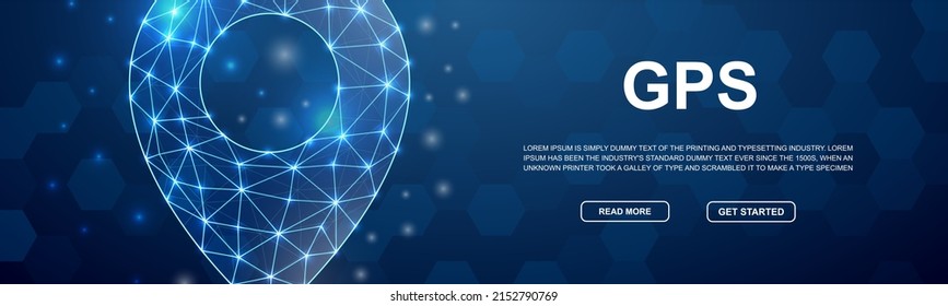 Location pin 3d low poly symbol for promotion banner. Gps navigation design illustration concept. Horizontal polygonal Delivery poster illustration