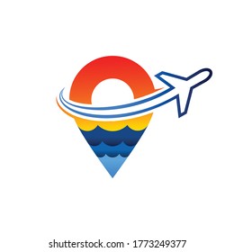 location pin with airplane logo template