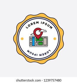 Location Pin Badge Flat Style Design