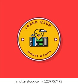 Location Pin Badge Flat Style Design