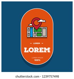 Location Pin Badge Flat Style Design