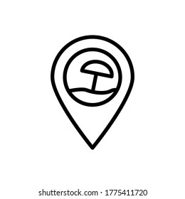 Location pin, beach icon. Simple line, outline vector elements of vacation icons for ui and ux, website or mobile application