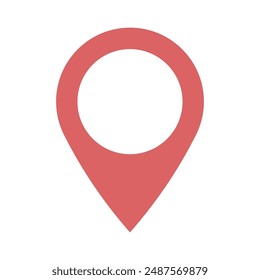 Location pin with big white dot. Red location map icon isolated on white background. Vector icon, EPS10