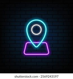 Location pin blue neon vector icon Simple element illustration from map and navigation.