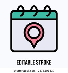 Location Pin Calendar, Map Sign Vector Calendar.