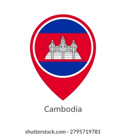 Location pin of Cambodia flag map marker on white background vector illustration icon for mobile apps ui and web design eps10.