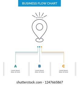 Location, Pin, Camping, holiday, map Business Flow Chart Design with 3 Steps. Line Icon For Presentation Background Template Place for text