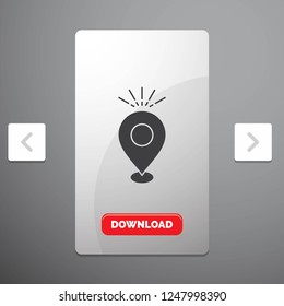 Location, Pin, Camping, holiday, map Glyph Icon in Carousal Pagination Slider Design & Red Download Button
