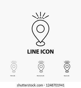Location, Pin, Camping, holiday, map Icon in Thin, Regular and Bold Line Style. Vector illustration