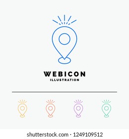 Location, Pin, Camping, holiday, map 5 Color Line Web Icon Template isolated on white. Vector illustration
