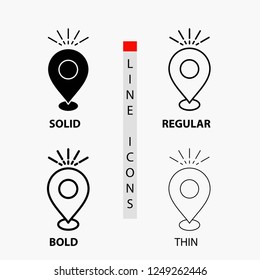 Location, Pin, Camping, holiday, map Icon in Thin, Regular, Bold Line and Glyph Style. Vector illustration