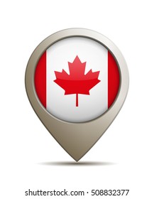 Location Pin With Canada Flag. Vector Illustration Of A Straight Location Pin With Canada Flag