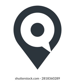 Location pin chat bubble logo design with location navigation communication