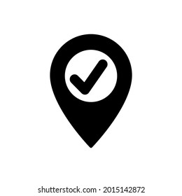 location pin with checkmark icon. vector