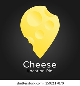 Location pin cheese vector with black background. Vector illustration.