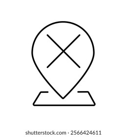 Location pin with circle, linear style icon. specific geographic location with a circular indicator. Editable stroke width
