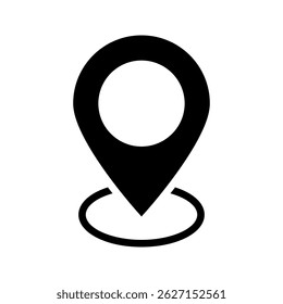 Pino de localização com círculo, ícone de estilo linear. localização geográfica específica com um indicador circular. Largura de traçado editável
