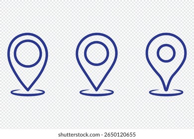 Location pin with circle, linear style icon. specific geographic location with a circular indicator. Editable stroke. Location, pin, pointer icon symbol design.